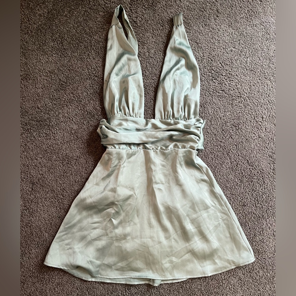 Lucy in the Sky Sage Green mini dress